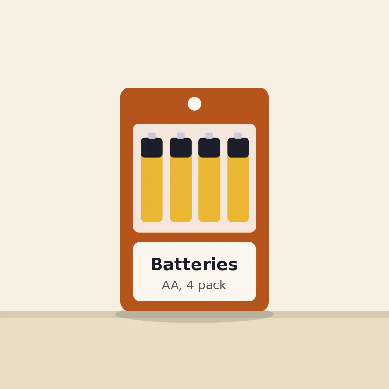 A card of four AA batteries