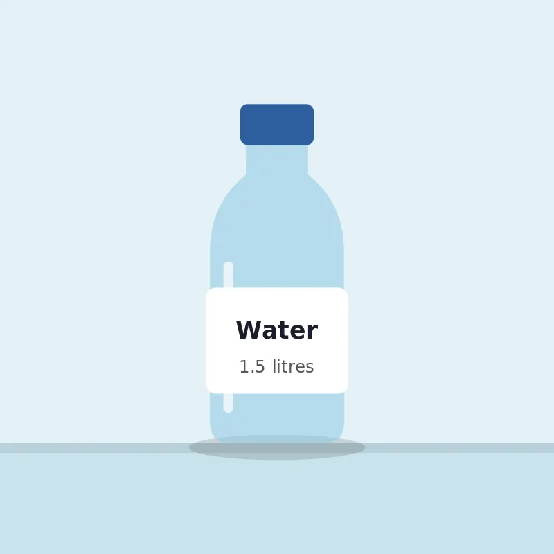 A 1.5 litre bottle of water