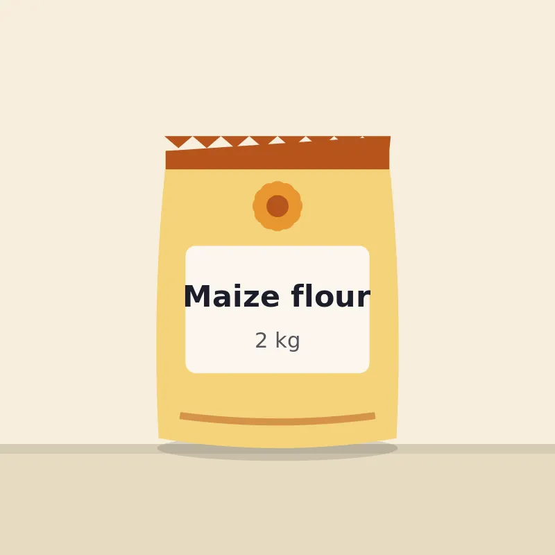 A 2 kg bag of maize flour