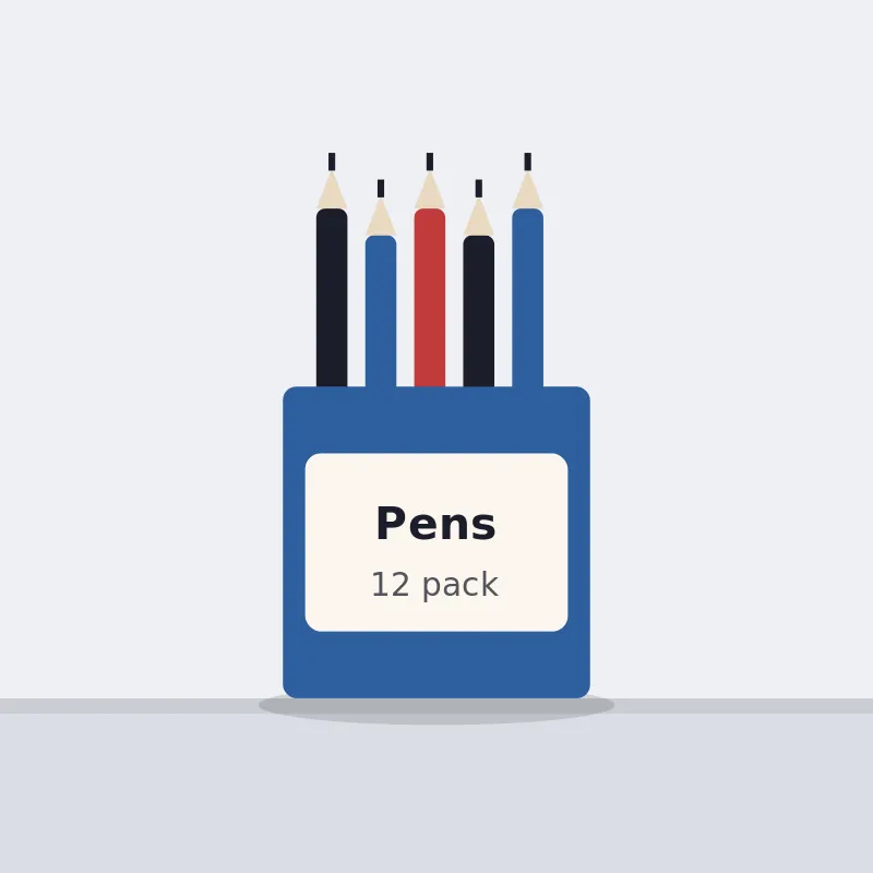 A pack of twelve ballpoint pens