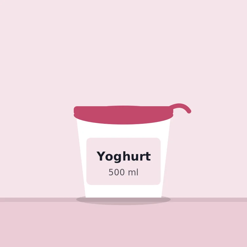 A 500 ml cup of yoghurt